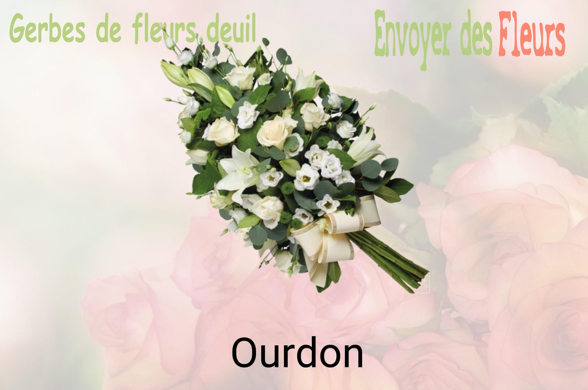 Gerbe de fleurs de deuil livrée à Ourdon
